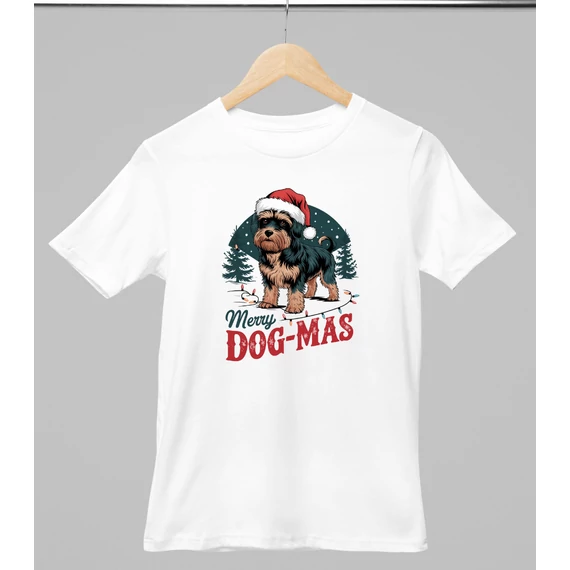 Yorkie mintás karácsonyi póló - Fehér