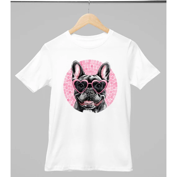 Francia bulldog mintás valentinnapi póló 