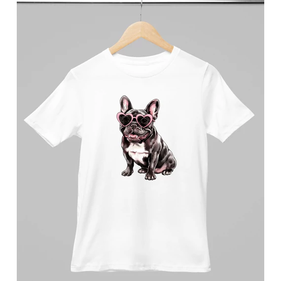 Francia bulldog mintás valentinnapi póló 