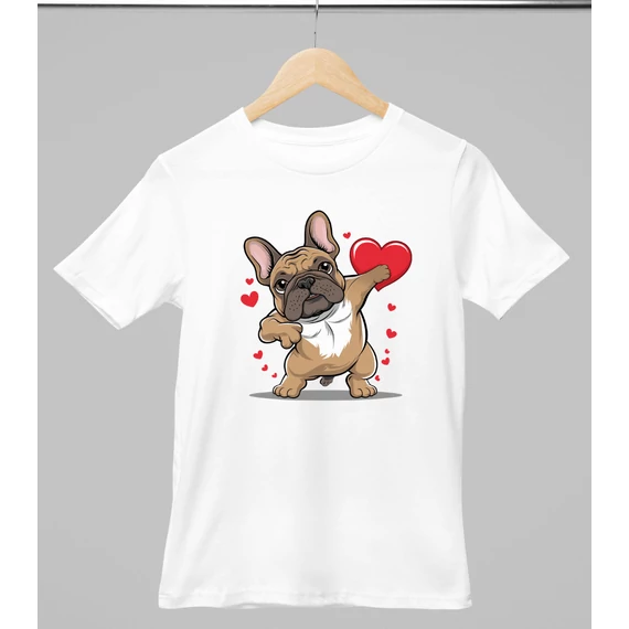 Francia bulldog mintás valentinnapi póló