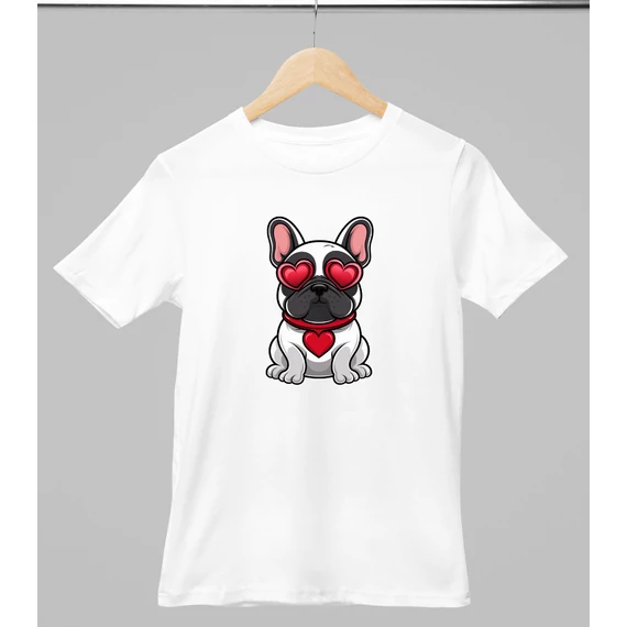 Francia bulldog mintás valentinnapi póló 