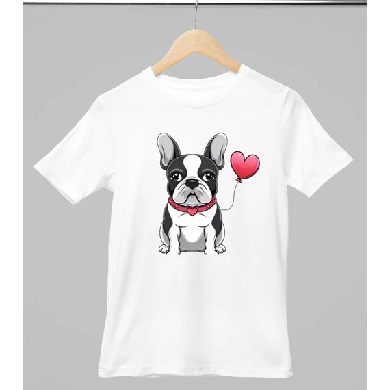 Francia bulldog mintás valentinnapi póló