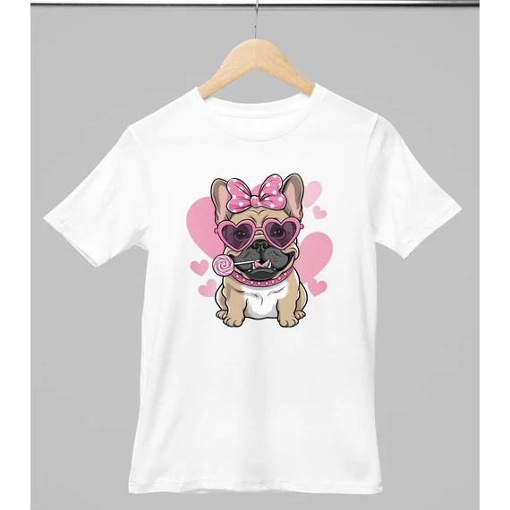 Francia bulldog mintás valentinnapi póló