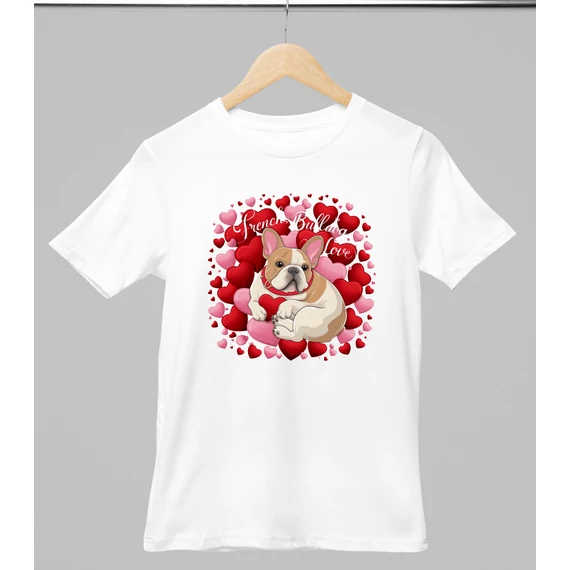 Francia bulldog mintás valentinnapi póló 