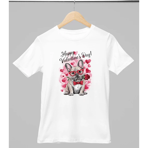 Francia bulldog mintás valentinnapi póló