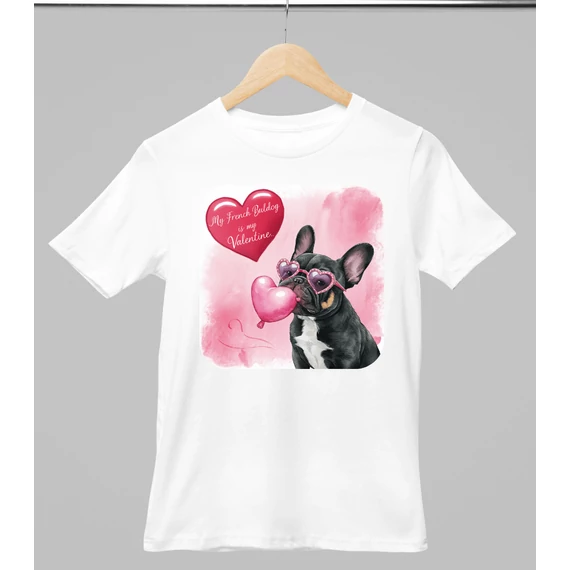 Francia bulldog mintás valentinnapi póló