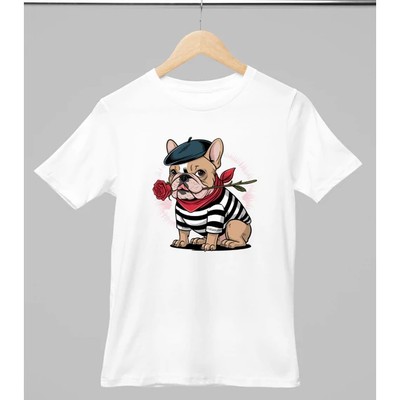 Francia bulldog mintás valentinnapi póló 