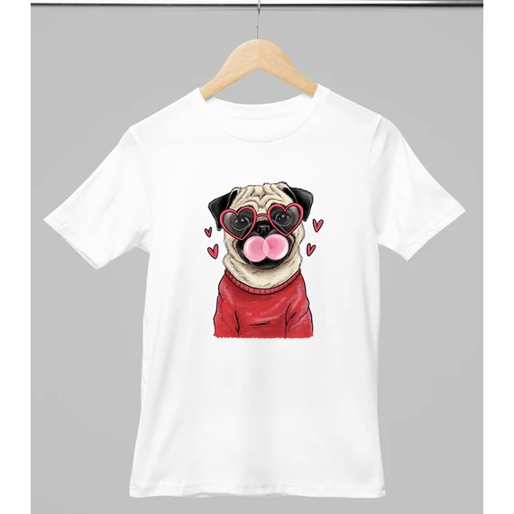 Mopsz mintás valentinnapi póló 