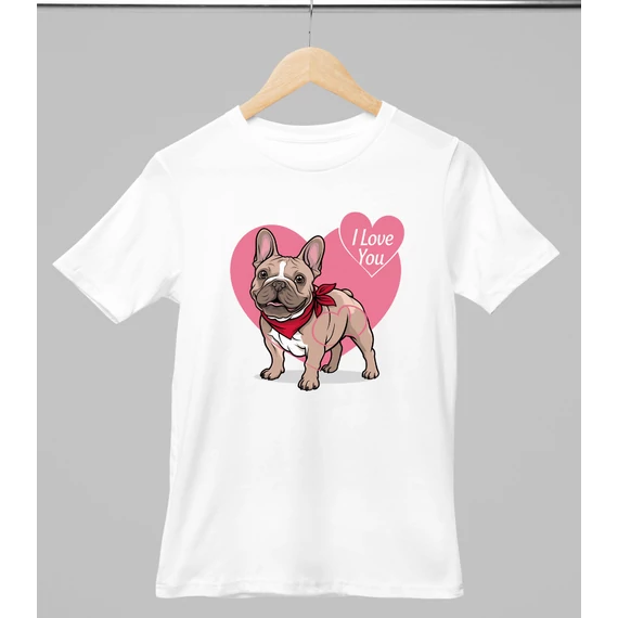 Francia bulldog mintás valentinnapi póló 