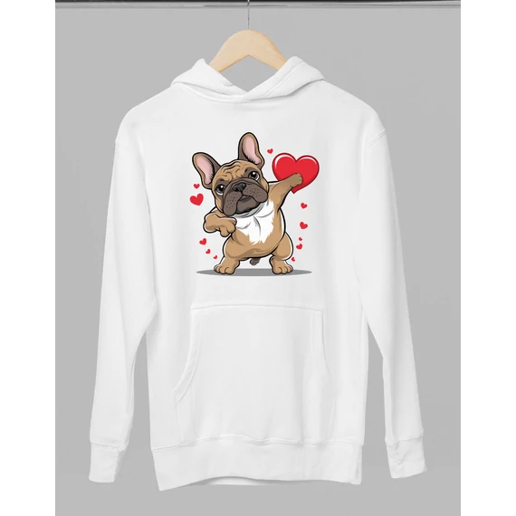 Francia bulldog mintás valentinnapi kapucnis pulóver