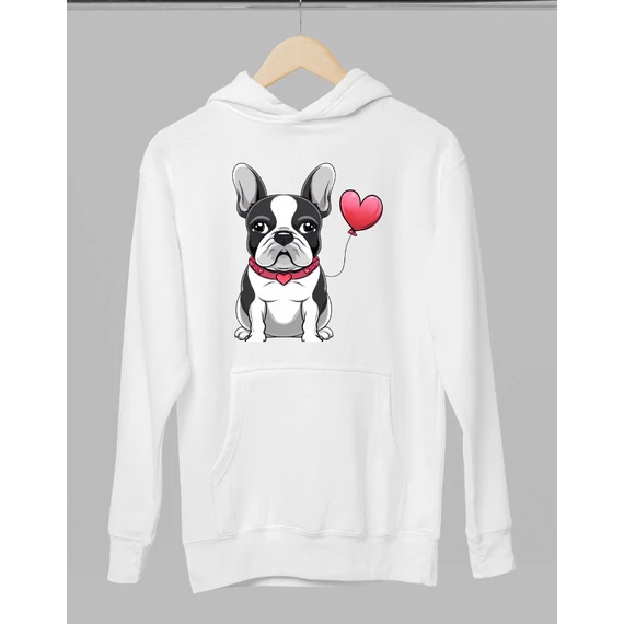 Francia bulldog mintás valentinnapi kapucnis pulóver