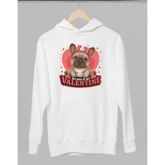 Francia bulldog mintás valentinnapi kapucnis pulóver