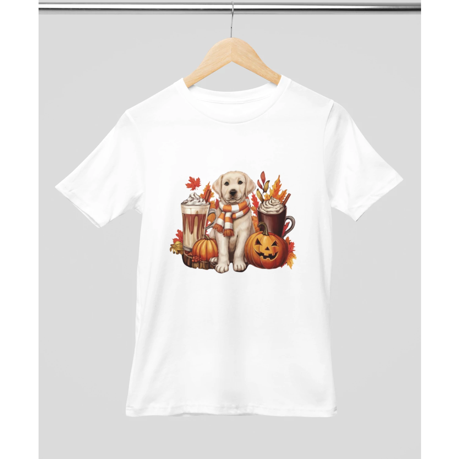 Labrador halloweeni kutya mintás póló - Fehér