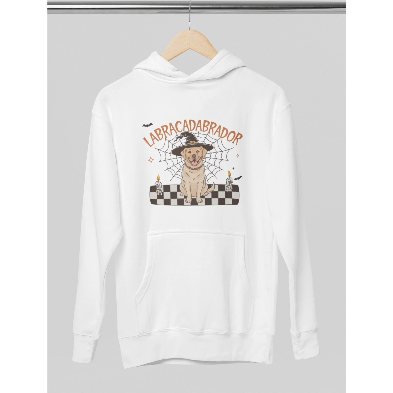 Halloweeni Labrador kapucnis pulóver - Fehér