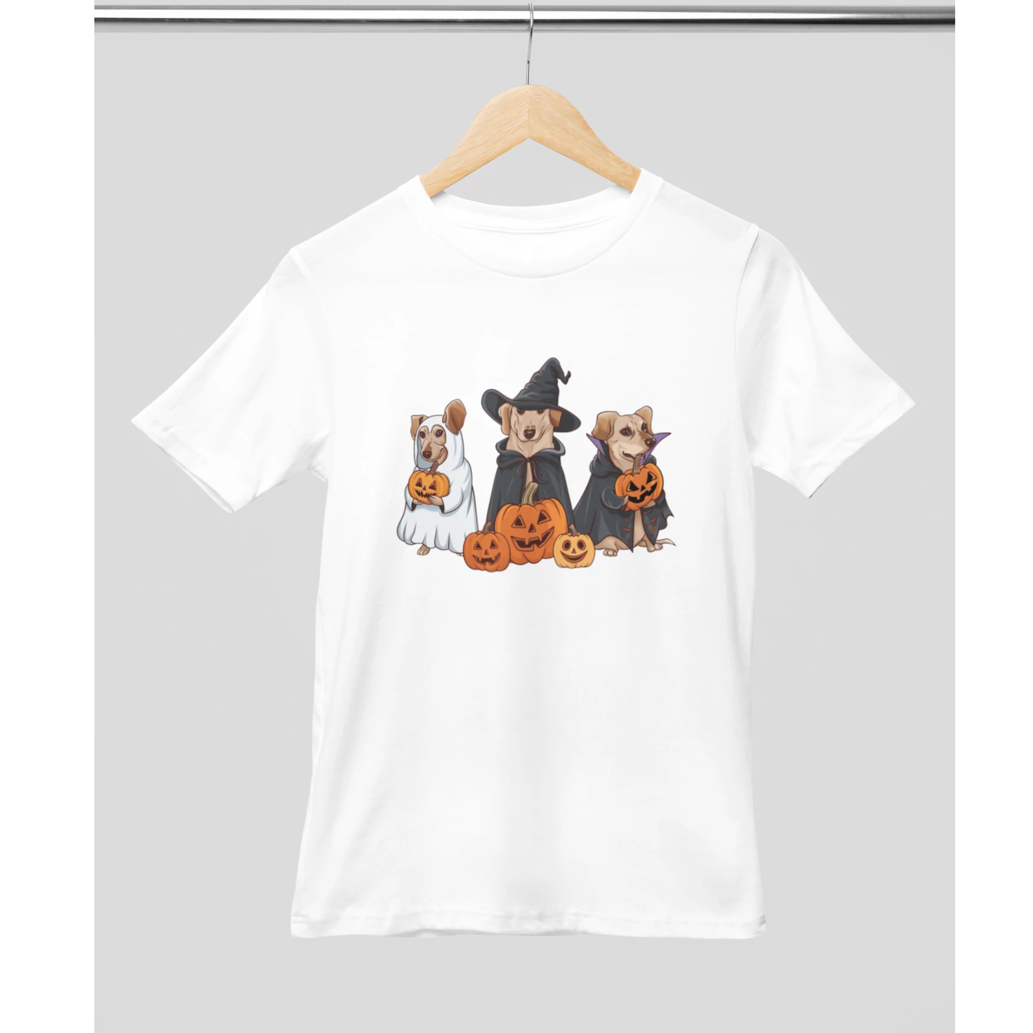 Labrador halloweeni mintás póló - Fehér