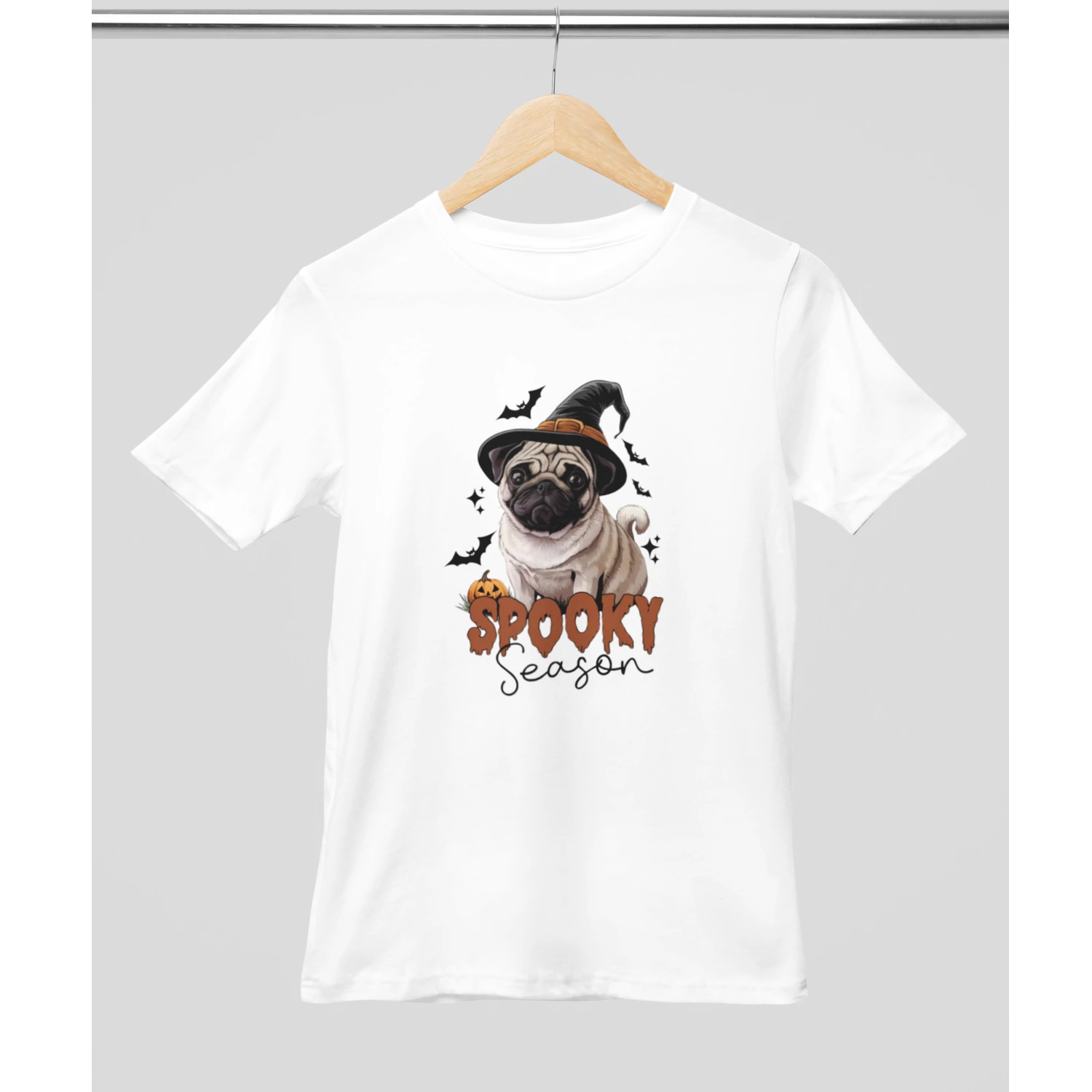 Mopsz mintájú halloweeni póló - Fehér
