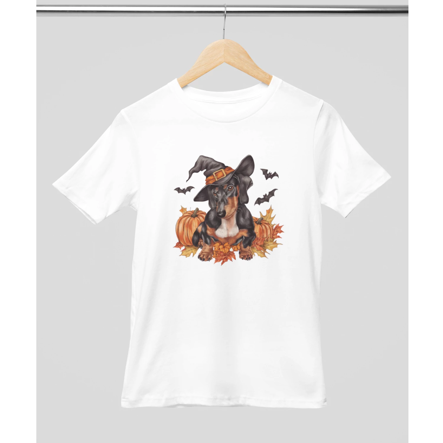 Halloweeni tacskó kutya mintás póló - Fehér