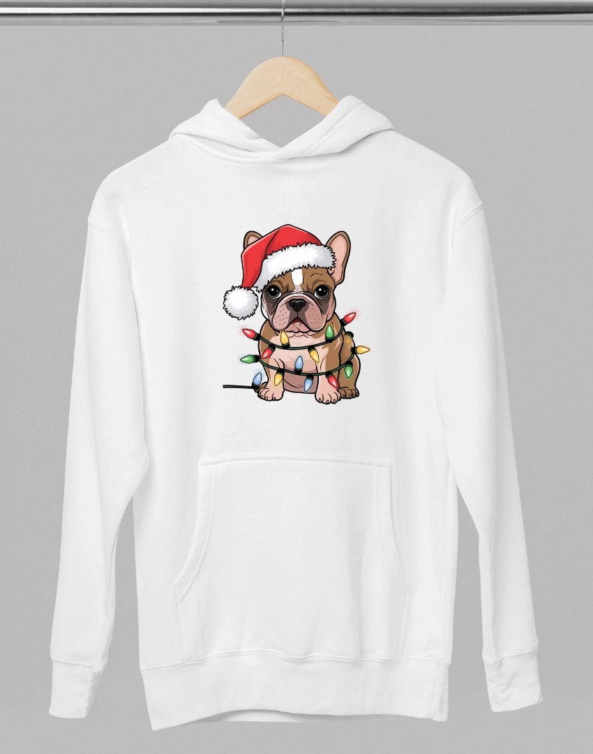 Francia bulldog karácsonyi pulóver - Fehér
