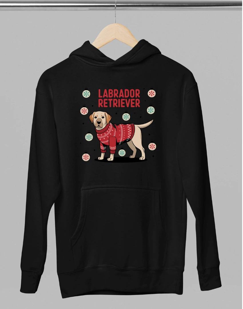 Labrador mintás karácsonyi pulóver - Fekete
