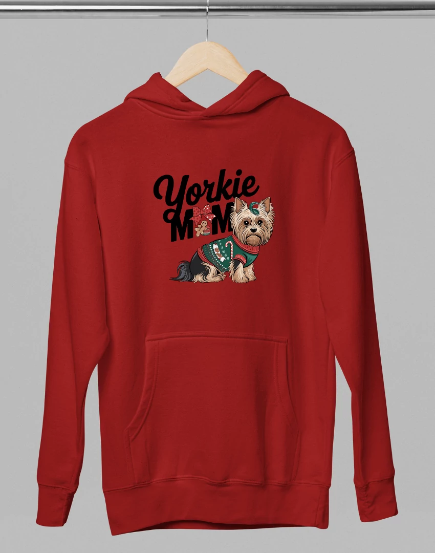 Yorkie mom mintás karácsonyi pulóver - Piros