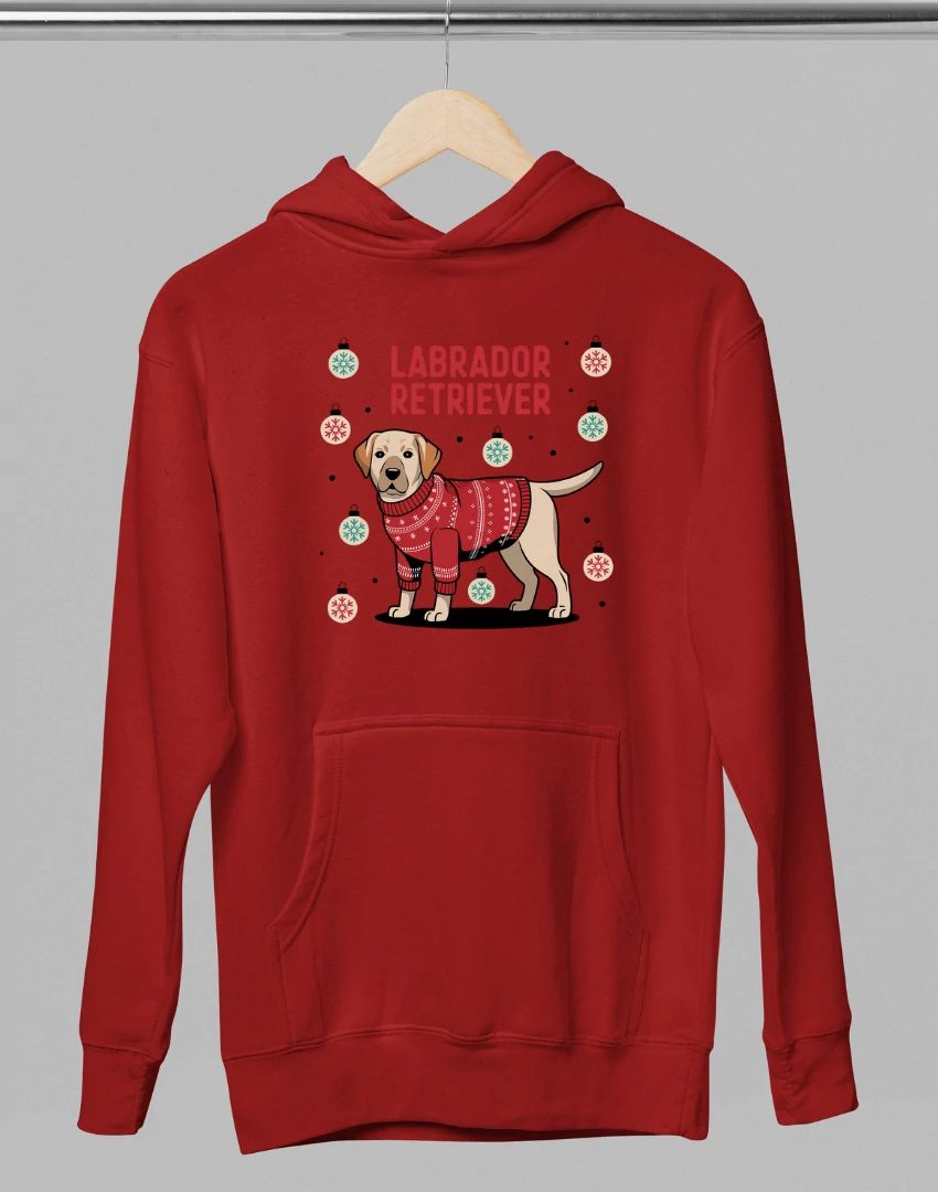 Labrador mintás karácsonyi pulóver - Piros