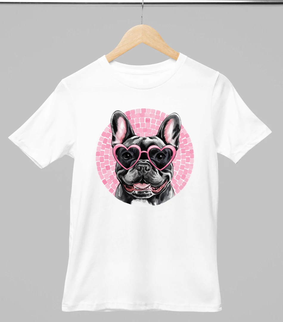 Francia bulldog mintás valentinnapi póló 