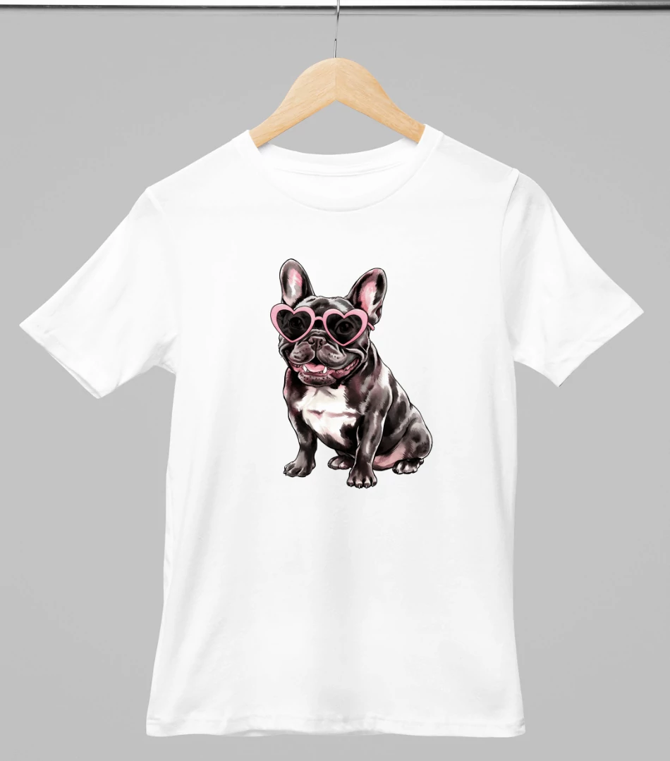 Francia bulldog mintás valentinnapi póló 