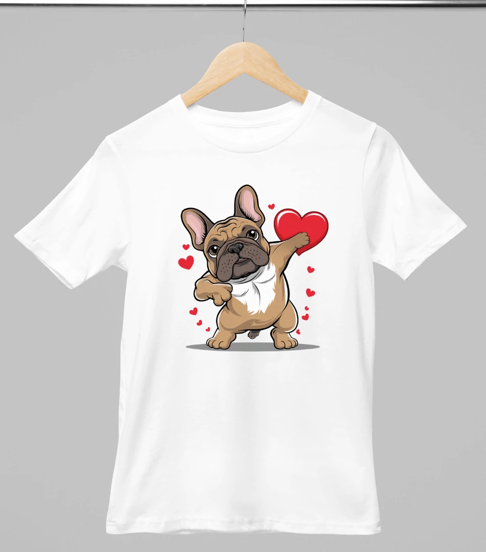 Francia bulldog mintás valentinnapi póló