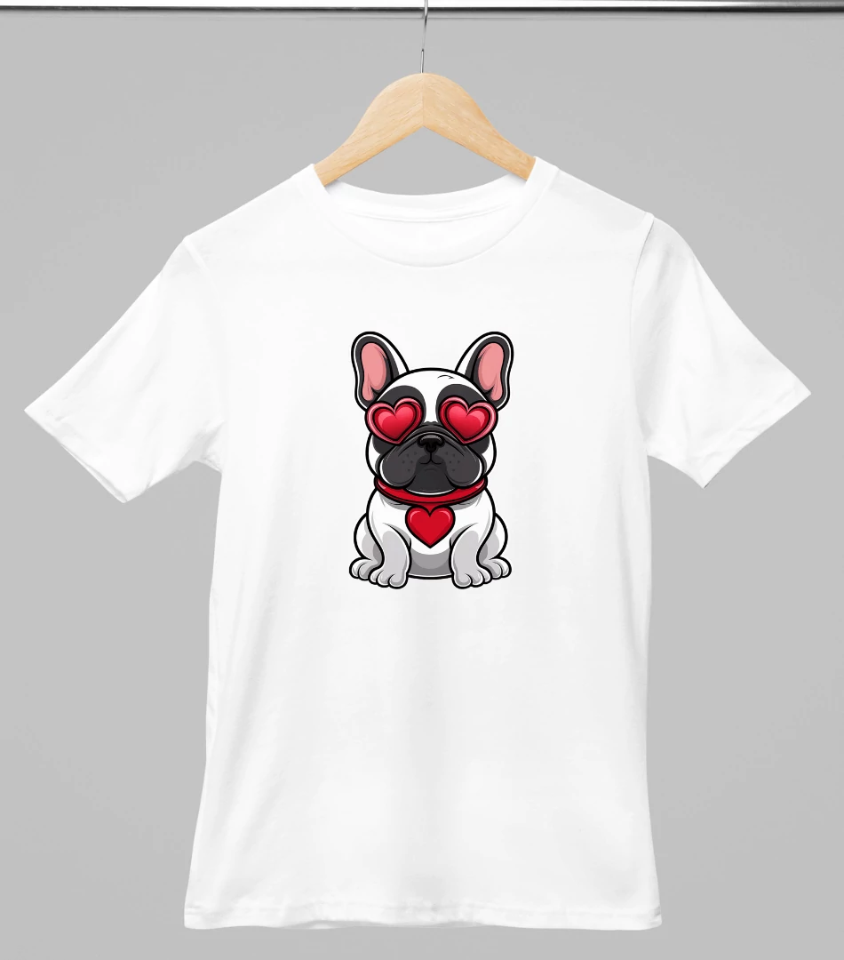 Francia bulldog mintás valentinnapi póló 
