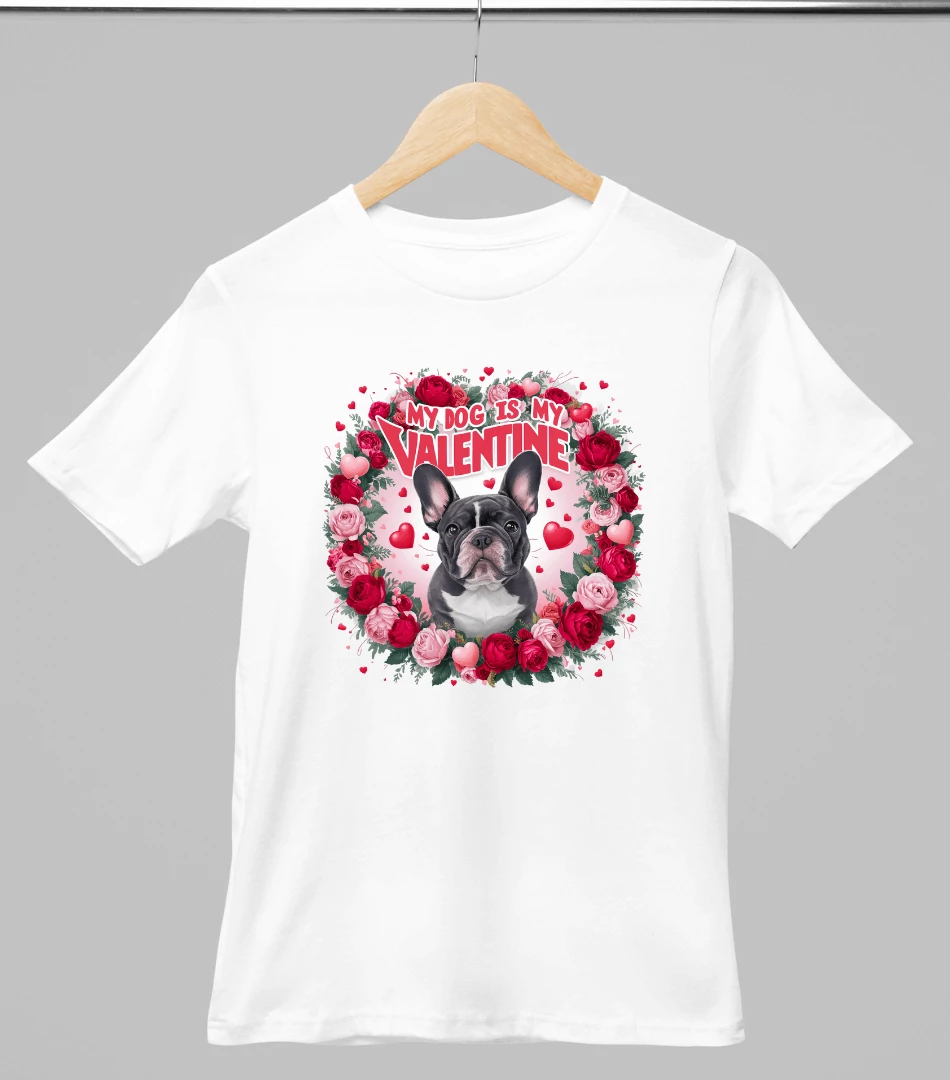 Francia bulldog mintás valentinnapi póló 