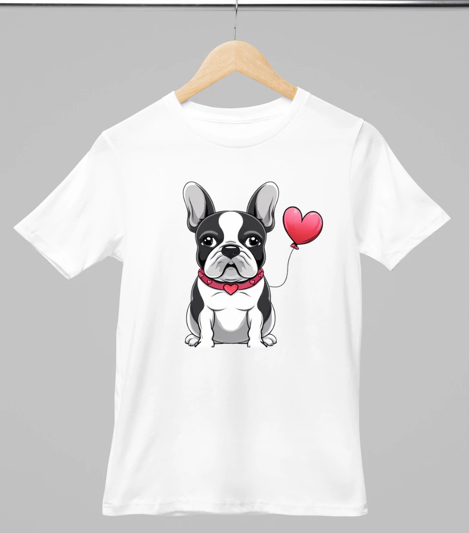 Francia bulldog mintás valentinnapi póló