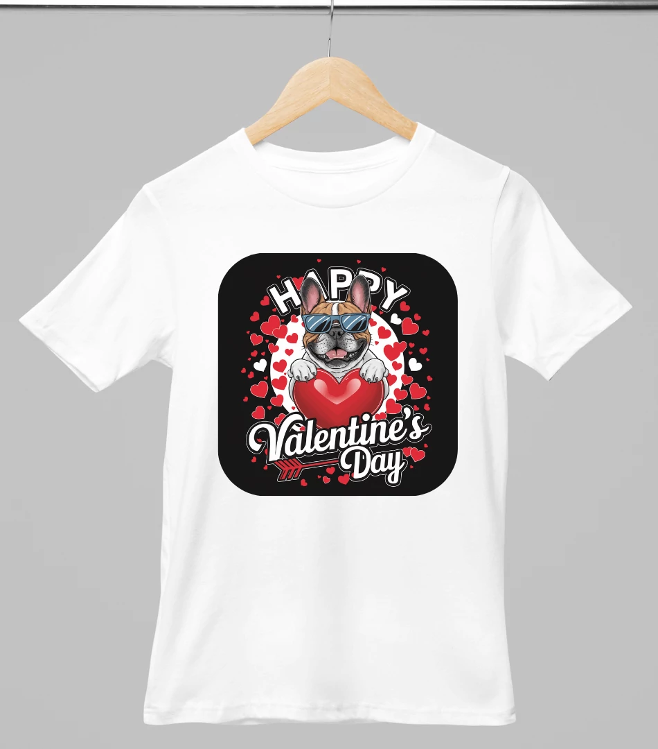 Francia bulldog mintás valentinnapi póló 