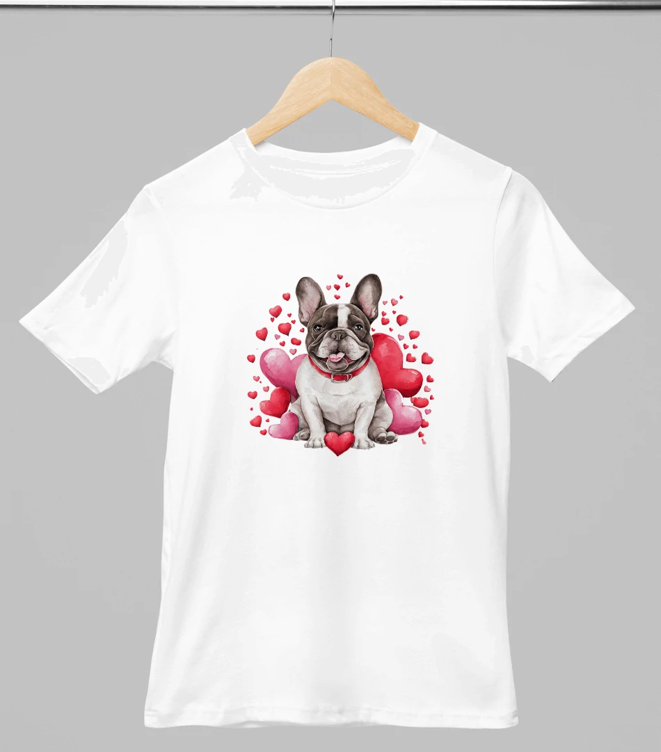 Francia bulldog mintás valentinnapi póló