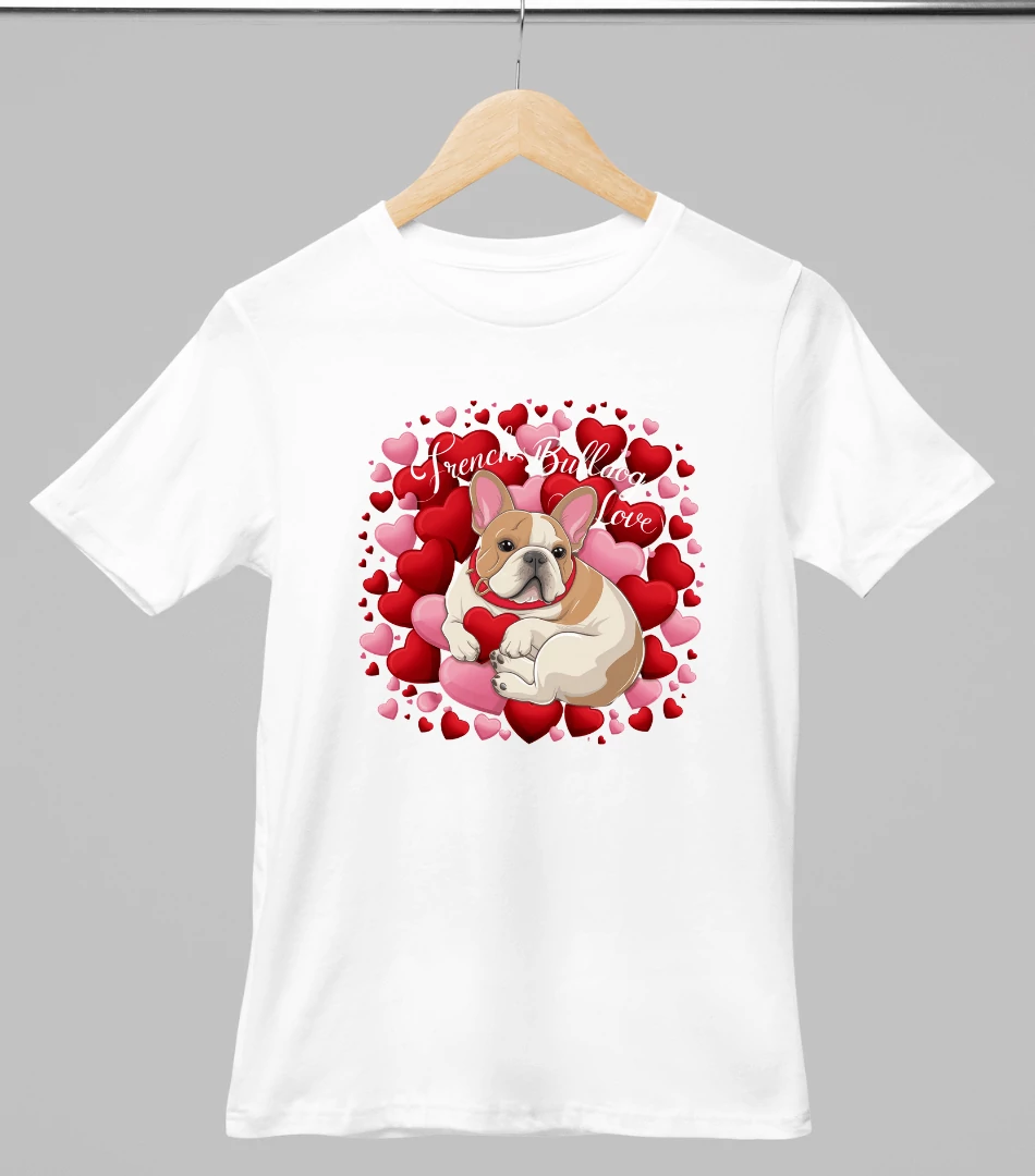 Francia bulldog mintás valentinnapi póló 