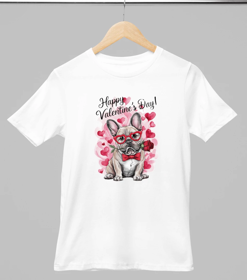 Francia bulldog mintás valentinnapi póló