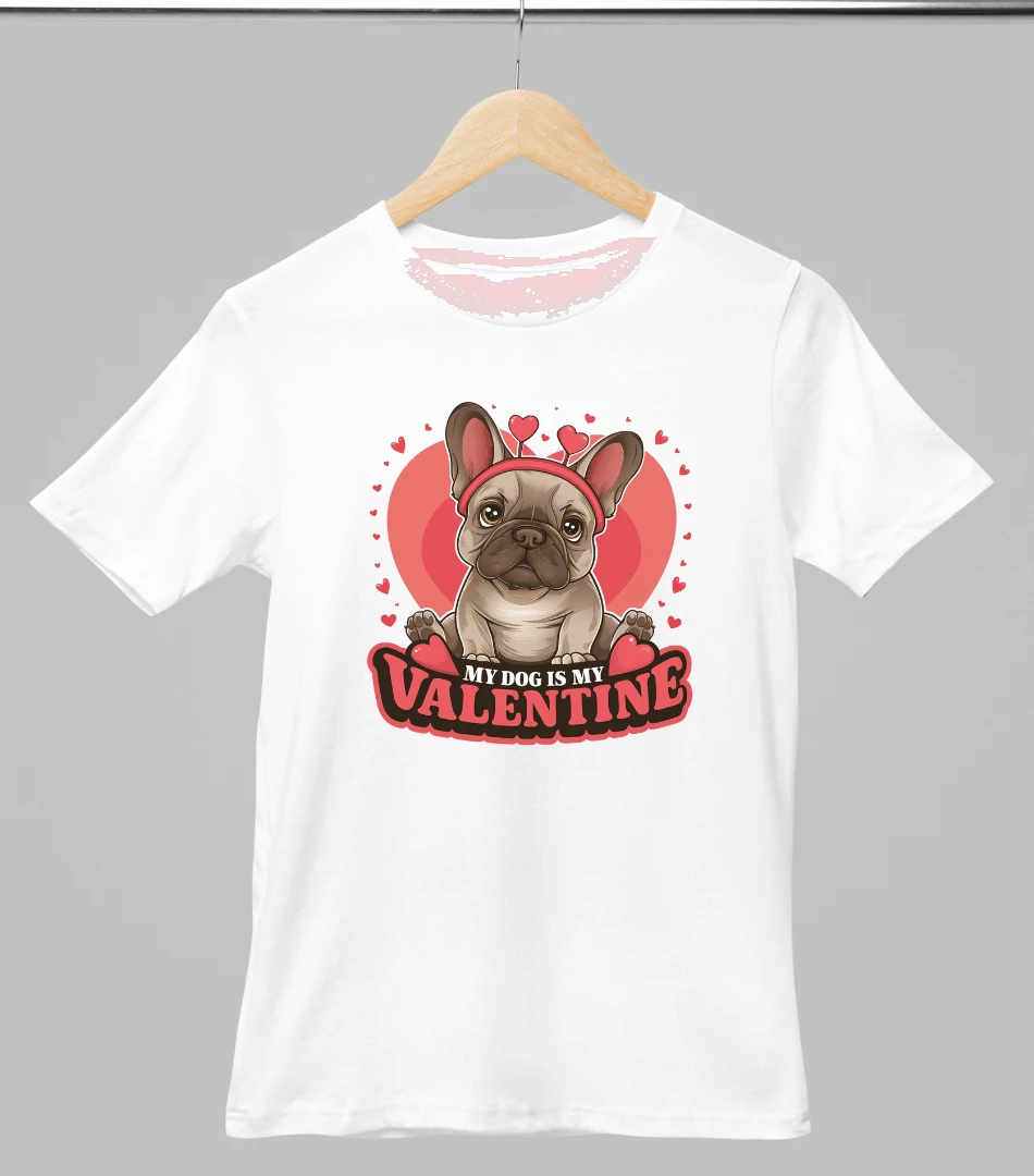 Francia bulldog mintás valentinnapi póló 