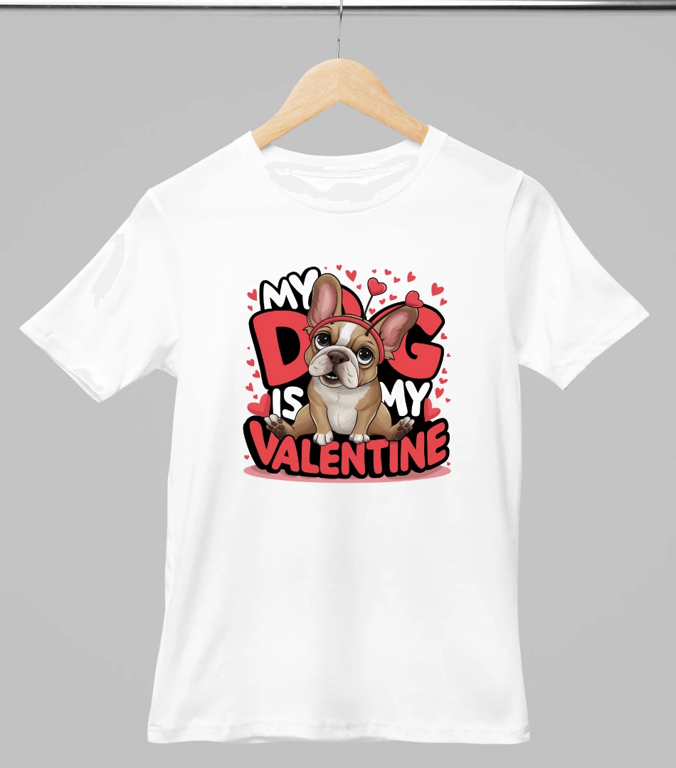 Francia bulldog mintás valentinnapi póló 