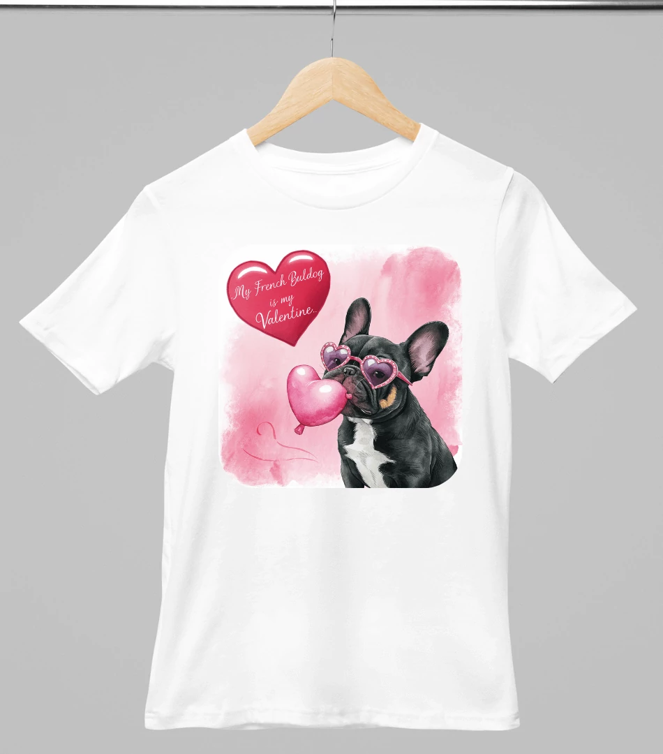 Francia bulldog mintás valentinnapi póló