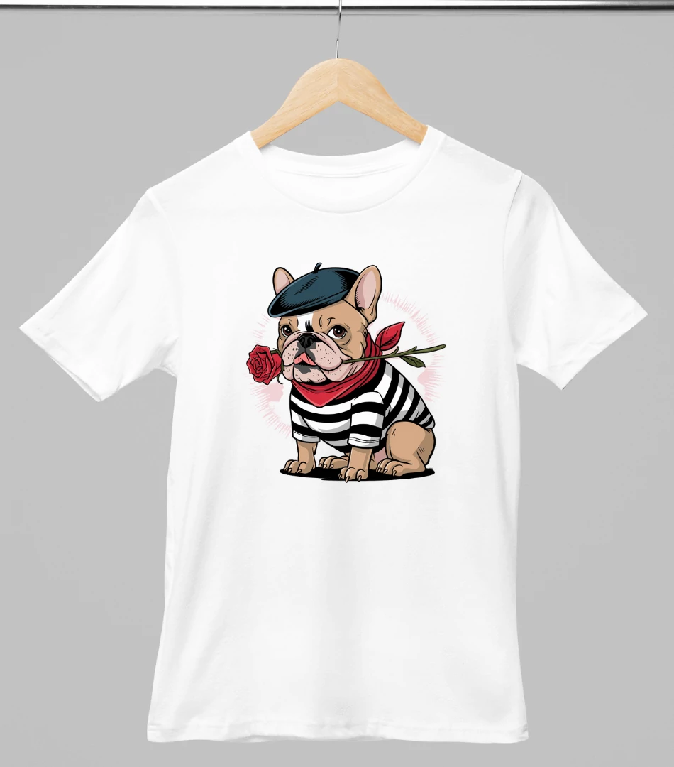 Francia bulldog mintás valentinnapi póló 