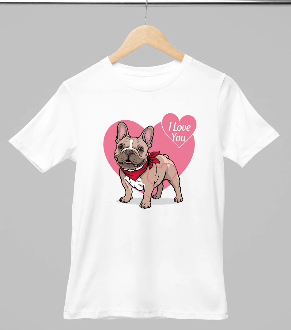 Francia bulldog mintás valentinnapi póló 