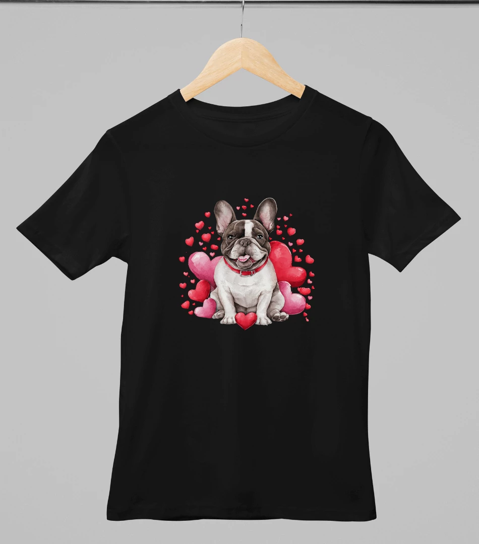 Francia bulldog mintás valentinnapi póló 