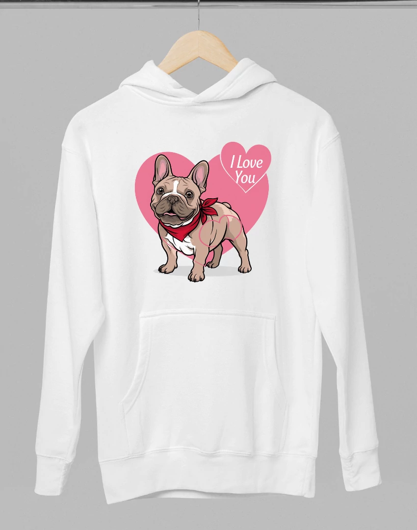 Francia bulldog mintás valentinnapi kapucnis pulóver