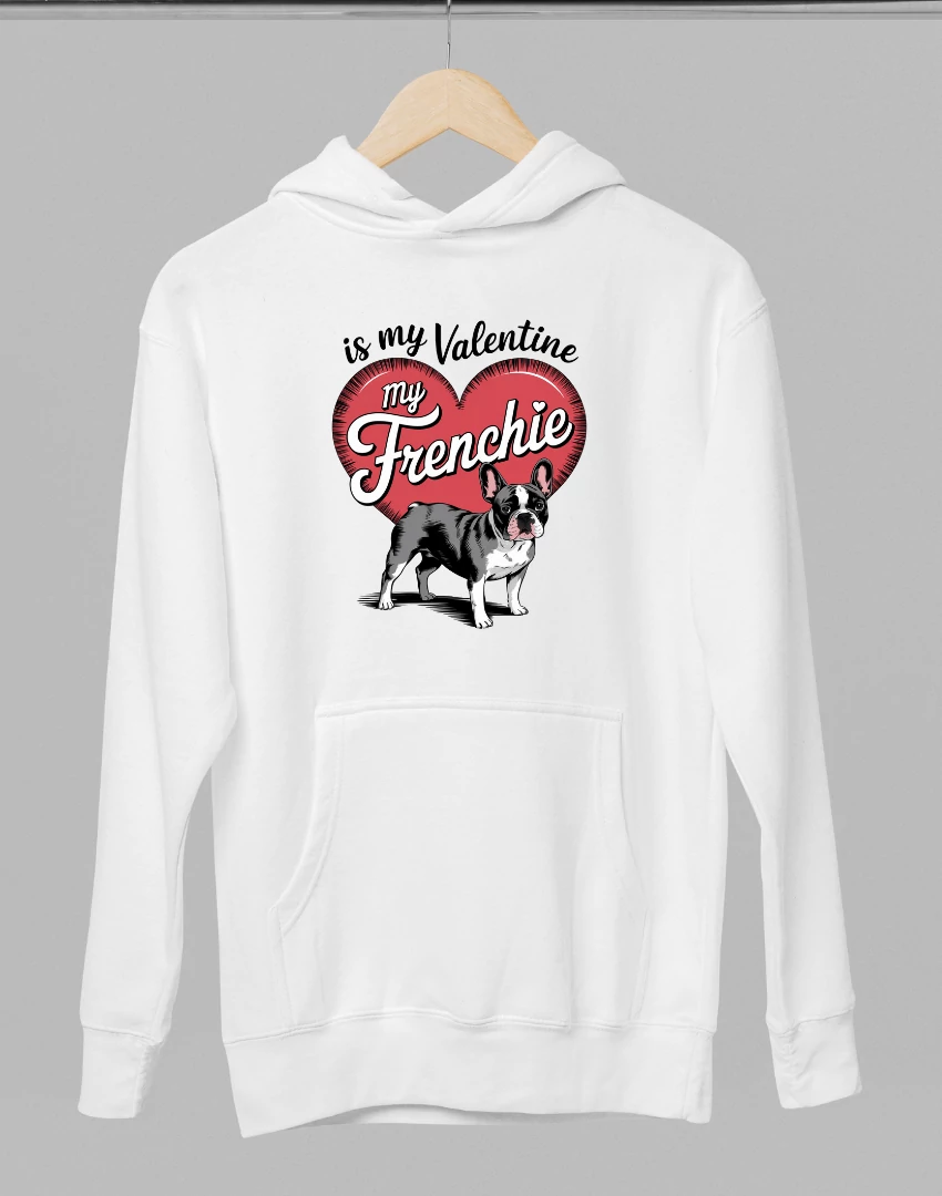 Francia bulldog mintás valentinnapi kapucnis pulóver