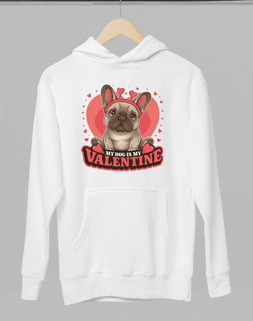 Francia bulldog mintás valentinnapi kapucnis pulóver